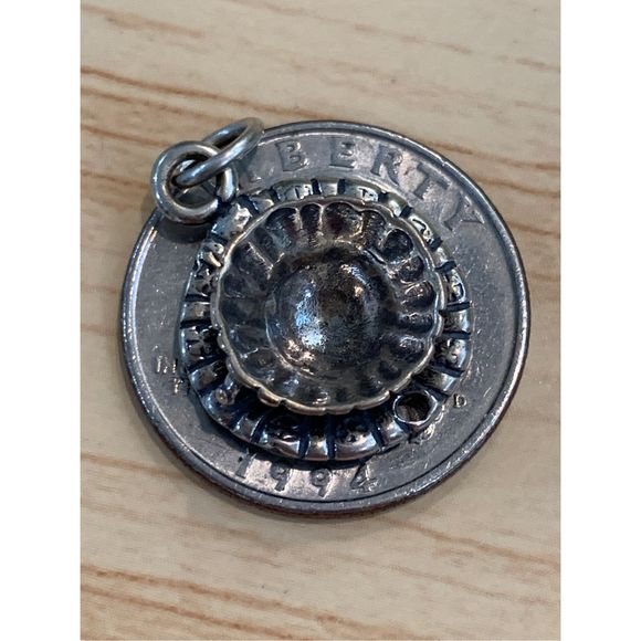 Vintage Scallop Coffee Tea Cup Sterling Silver Jewelry Charm - Picture 5 of 6